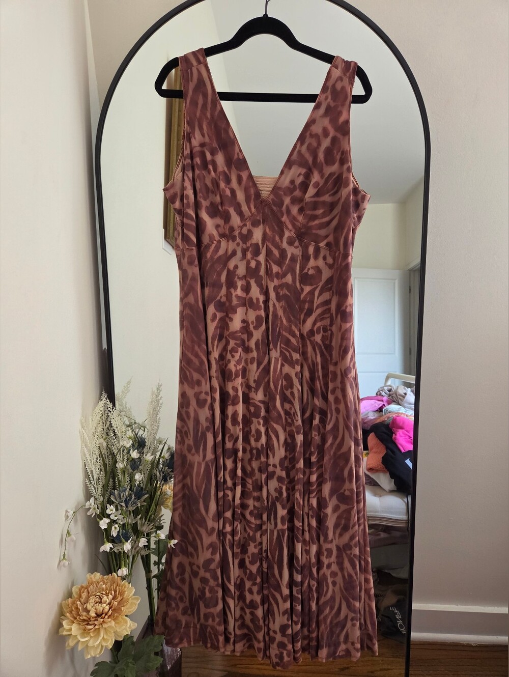 Pilcro Seamed V-Neck Leopard Mesh Dress Plus Size Dress 1X